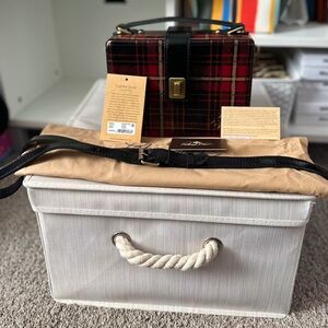 EUC Patricia Nash Tauria Box Gold Tartan Bag